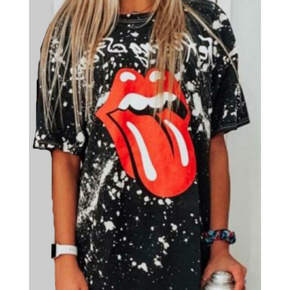 🖤LAST ONE Black Acid Wash Rolling Stones Tee Soft - Picture 3 of 4